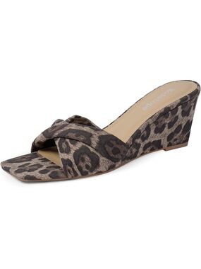 Modatope Leopard Print Wedge Slide Sandal - Brown